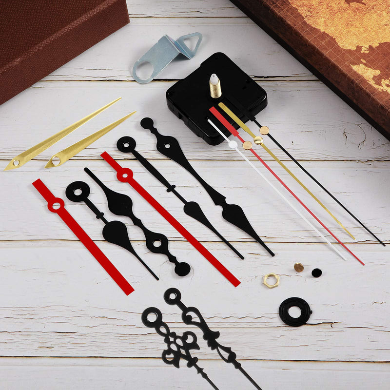 6 Pieces High Torque Quartz Clock Movement Mechanism Replacement with 6 Pairs Different Clock Hands Battery Operated DIY Long Shaft Handicrafts Repair Parts Motor Kits(20 mm/ 0.8 Inch) 20 mm/ 0.8 Inches