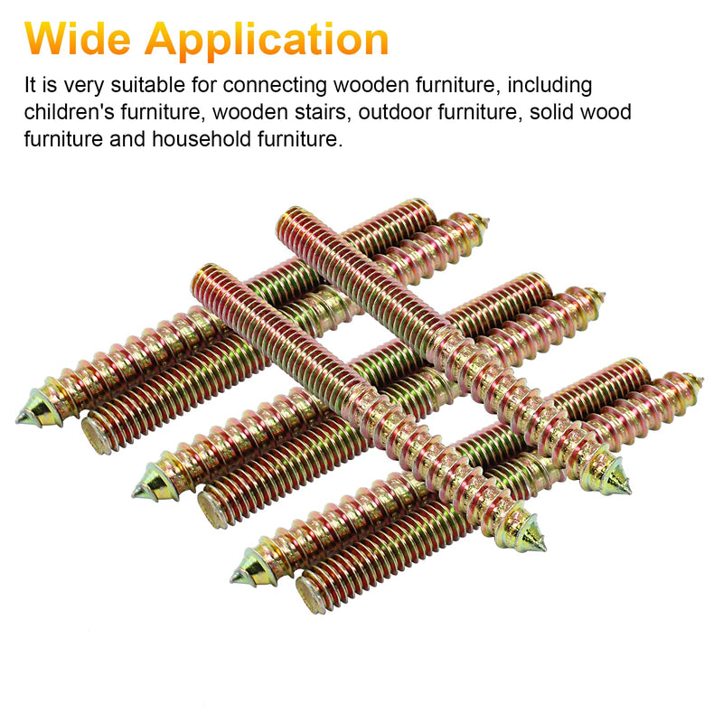 Biaungdo 3/8-16 x 4 Hanger Bolts, 8 Pcs Self-Tapping Screw Hanger Bolts Double Headed Bolts Wood Dowel Screw Bolts Furniture Accessories for Wood Joint 3/8-16 x 4"