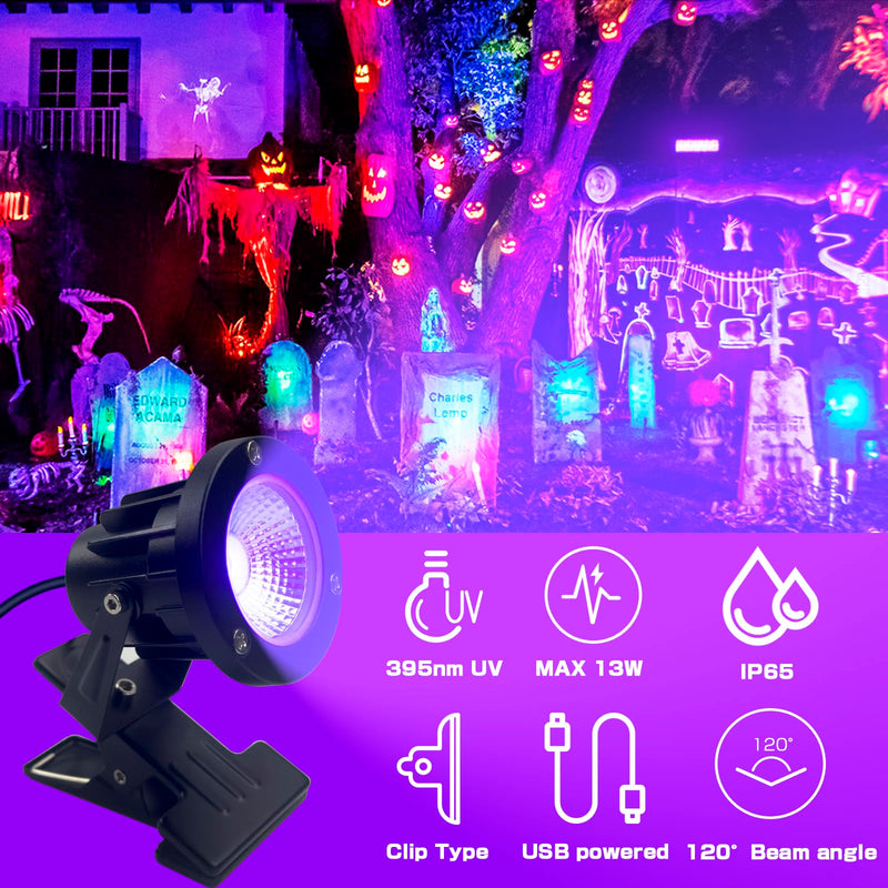 Black Light 13W 6ft UV Light Lamp, IP65 Clip on Lamp UV Resin Lights, for Fluorescent Tapestry Poster Body Paint Glow Party (1) 1