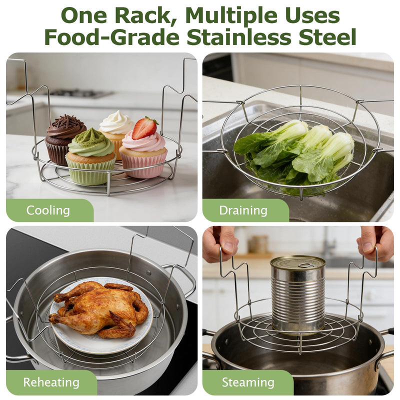 STHF Steam Tray for Reheating Food, Stove Top Steamer & Reheating Pan with Removable Steaming Rack, Multi-Purpose Stainless Steel Steamer Pot for Veggies, Rice, Leftovers - Dishwasher Safe