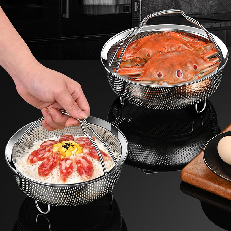 Stainless Steel Steamer Basket, Mini Sized Perforated Basket Steamer for Eggs and Small Vegetables, Compact Size Fits Most Pots, Oven and Dishwasher Safes (S) (M) M