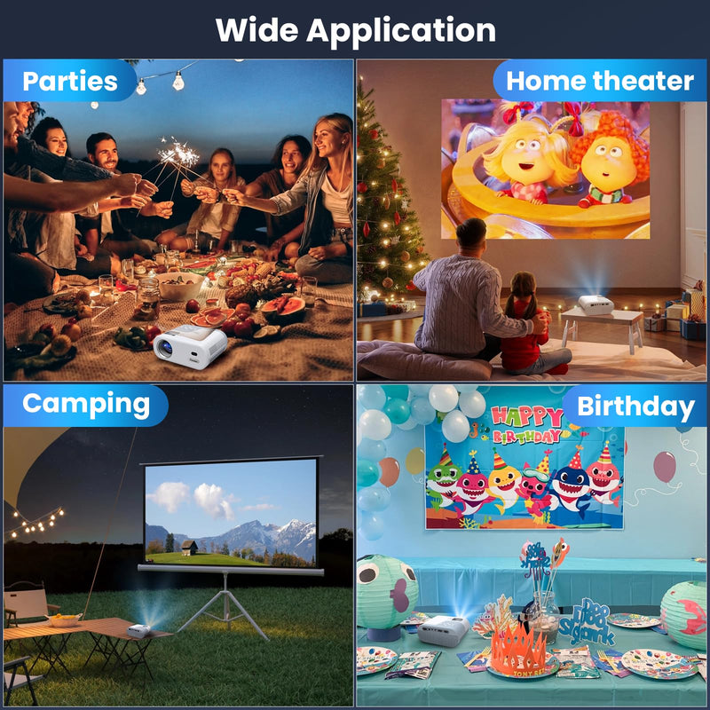 Mini Projector with WiFi and Bluetooth - 260 ANSI 200-Inch Display Portable 720P Projector Compatible with iOS/Android Phone/Tablet/Laptop/PC/TV Stick/Box/USB Drive/Game Console