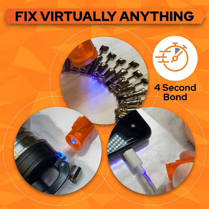 Bondic UV Liquid Plastic Welder, Super Glue, Cures Quickly, UV Resin Kit with Light for Home, Plastic, Jewelry (LED Light & Liquid Cartridge in a Tin Case) No Size