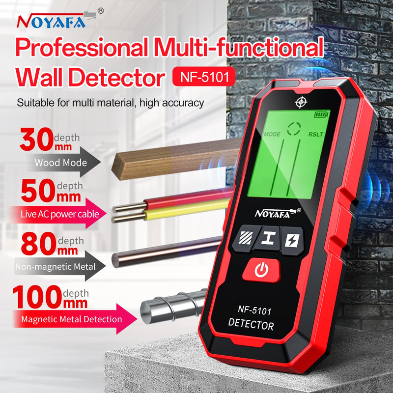 NOYAFA Stud Finder Wall Scanner,5-in-1High Precision Stud Finder for Wood AC Live Wire Metal Magnetic Studs Detection, HD LCD Display, Automatic Calibration, Audio Alarm, IP54 Waterproof