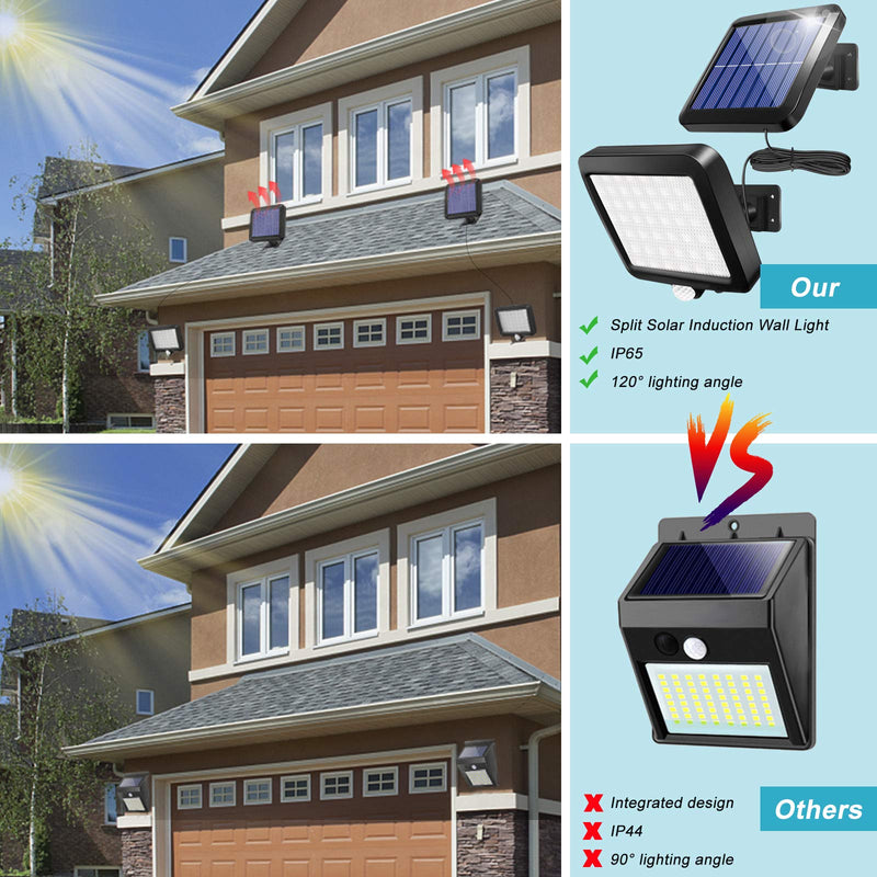 Solar Wall Lights Outdoor with Motion Sensor, Shuniu 56 LEDs Ultra Bright IP65 Waterproof Separable Solar Porch Light, 16.4 ft Cord Solar Security Light for Patio Yard Deck Garage Driveway Porch Fence 1 Pack