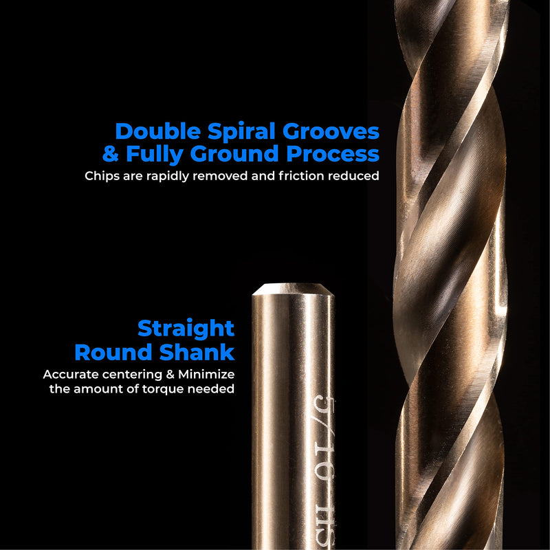 amoolo 1/8" inch Cobalt Drill Bits(10Pcs), M35 HSS Metal Jobber Length Twist Drill Bit Set for Hard Metal, Stainless Steel 1/8 in (10pcs)