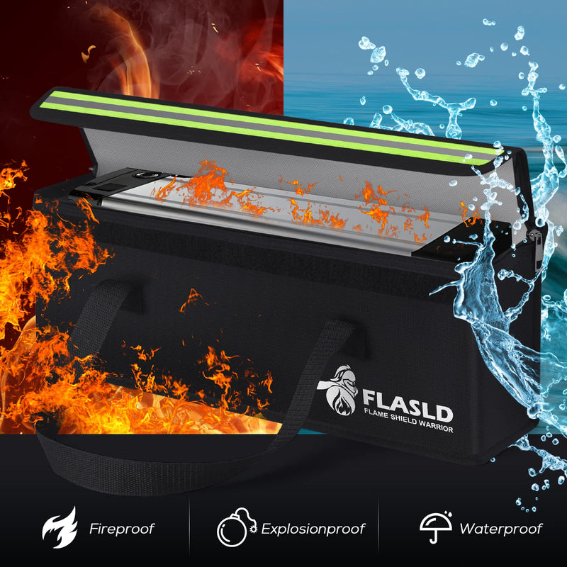 FLASLD 2-Pack E-Bike Battery Bag Fireproof Safe Charging Bag Explosionproof Lipo Battery Bag Large Capatity for Storage Charging (16 x 4.3 x 5in) 16 x 4.3 x 5inch - 2 Pack