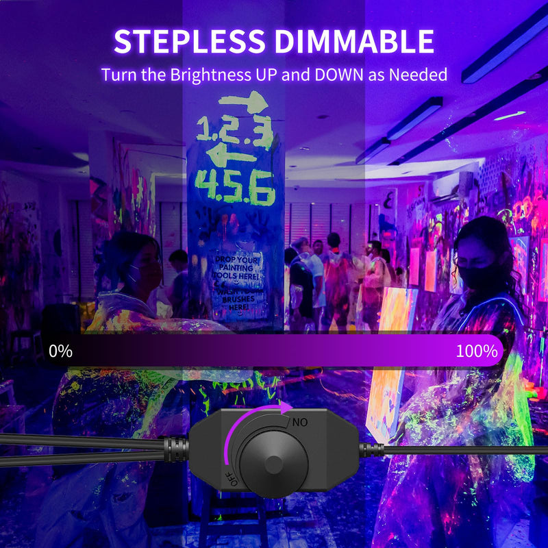 Dimmable Black Light Strip Kit 40ft/12M 720 LEDs, 12V Flexible Blacklight Fixtures, 385nm-400nm, Black Light LED Strips for Glow Party Fluorescent Poster Halloween Indoor Bedroom Decor, Non-Waterproof Dimmable-40ft/12M