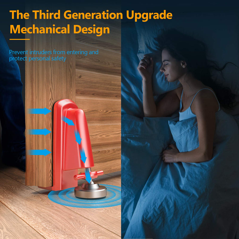 Door Stoppers Security - Portable Door Jammer for Travel Security Anti Theft, Apartment Hotel Door Lock - Protection for Homeowner and Children, Lockdown Device for Women Safety Self Defense (Red) Red