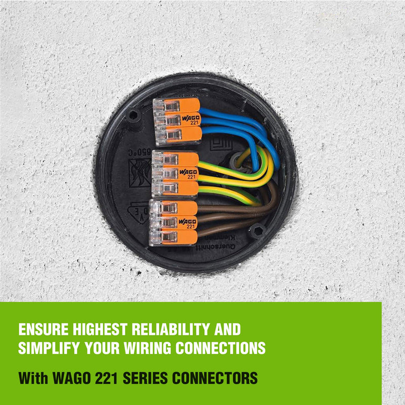 WAGO 221 Series 35pc Compact Splicing Wire Connectors | Includes (10x 221-2401), (10x 221-412), (10x 221-413), (5X 221-415) | WAGO Wire Connectors | WAGO 221 Wire Nuts | WAGO 221 Series Inline NAA221-35