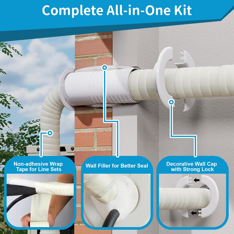 Air Jade Mini Split Cover Wall Sleeve for Air Conditioner Line Set Cover, AC Sleeve Through the Wall for Line Sets, Seal & Decorate the Wall Hole Outside Inside