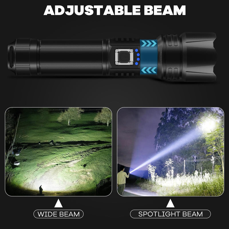 Rechargeable Flashlights High Lumens, 2Pack 99000 Lumen Super Bright Led Flashlight with 5 Modes & 15H Long Runtime, Powerful Waterproof Handheld Flash Light for Home Camping