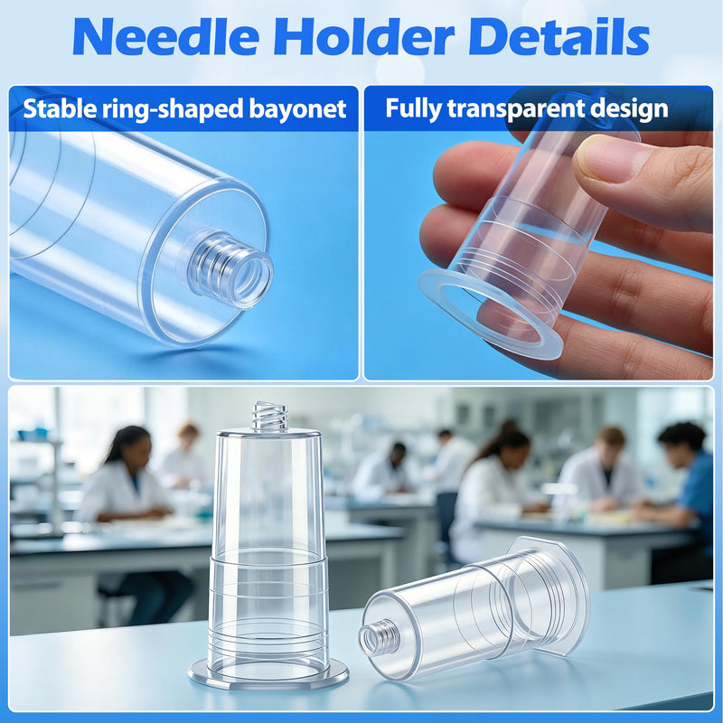 200 Pcs Disposable Needle Holder Transparent Connector Students Training Tools Universal Fit Needle Holders Vacutainer Blood Collection Tube Holder 200