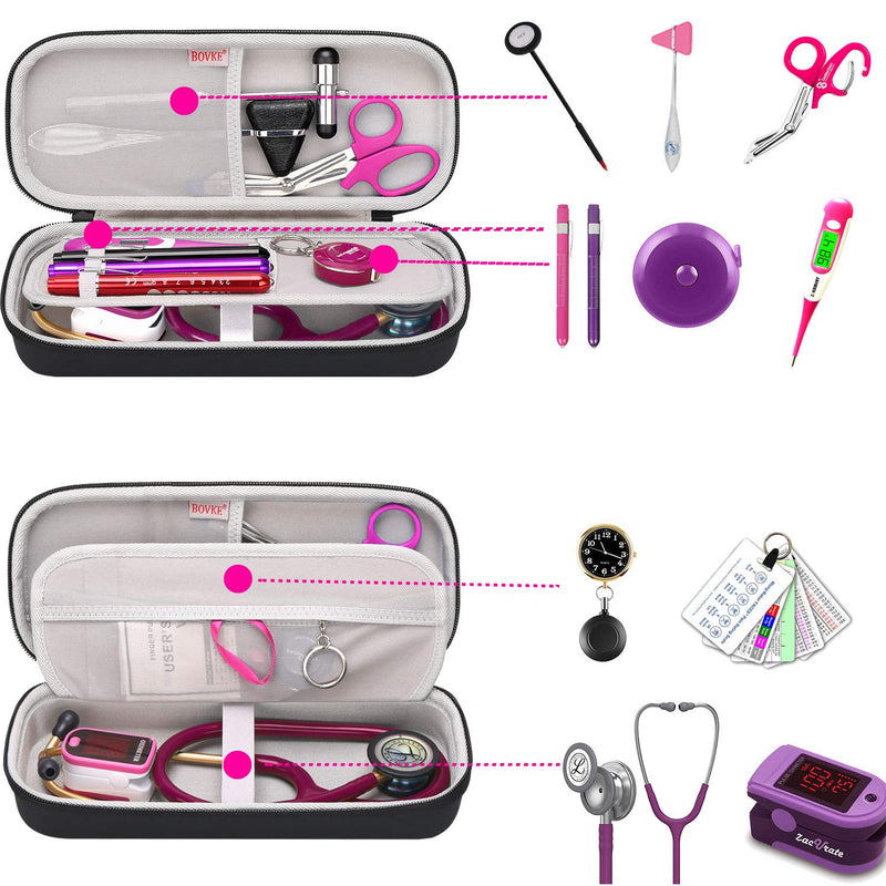 BOVKE Stethoscope Case fits 3M Littmann Classic III Monitoring Stethoscope, Lightweight II S.E, MDF Acoustica, Cardiology IV Diagnostic Stethoscope Holder with Pocket for Nurse Accessories, Black