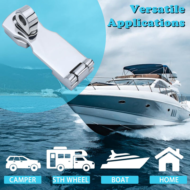 Marine Grade Door Hasp Anti-Rattle Boat Latches with Turning Padlock Eye Mount, 316 Stainless Steel Marine Hatch Latch Boat Heavy-Duty - Yacht & Boat Hardware - 1Pcs/2Pcs Pack of 2