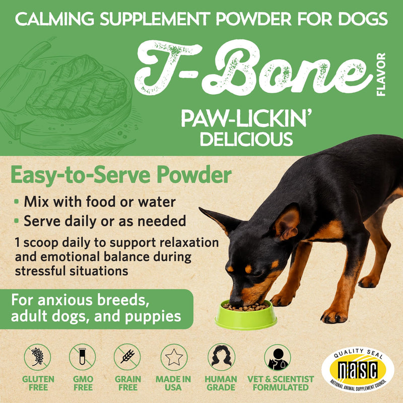 Fidobiotics Relaxin’ Rover Calming Supplement, Probiotics for Dogs with Valerian, Chamomile & GABA for Stress & Anxiety Relief, Tasty T-Bone Flavor 20 Servings 20 Day