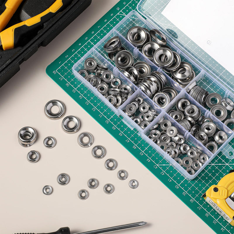 295 Pcs Finish Washers #4#6#8#10#12#14#16 Countersunk Washers Cup Washer Assortment Stainless Steel Finishing Washers, 7 Sizes