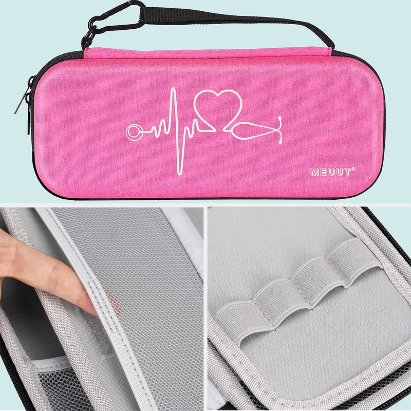 MEUUT 15 pcs Stethoscope Case Kit, Perfect Nurse Gift Include Stethoscope Case, Medical Scissors, Penlights with Batteries, Bandage Wraps, Badge Holders for Nurse Accessories for Work Raspberry