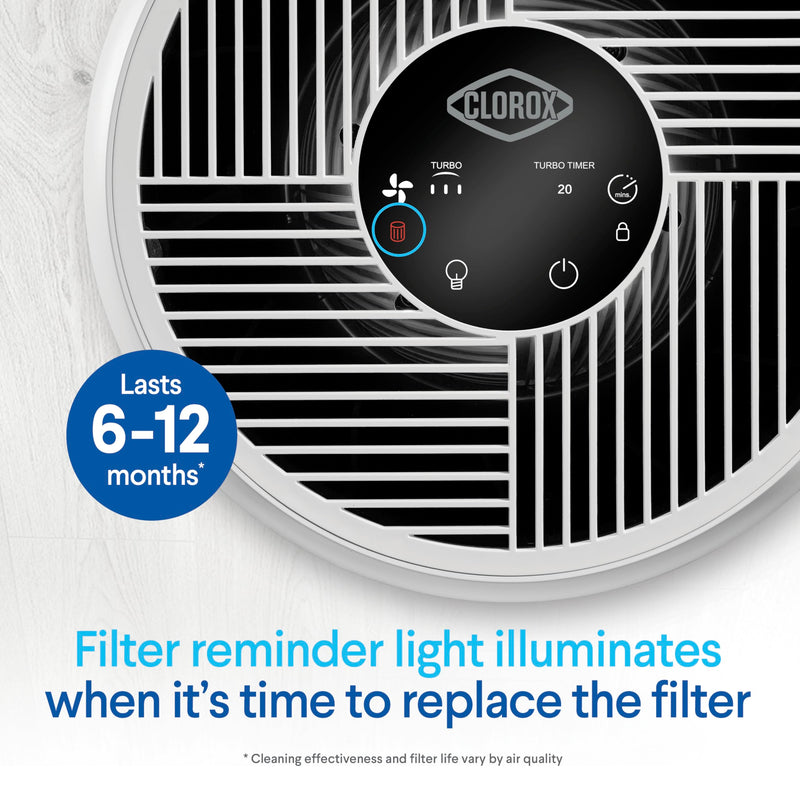 Clorox Large Room Turbo True HEPA Replacement Filter, up to 1,650 Sq. Ft. Capacity, 12090