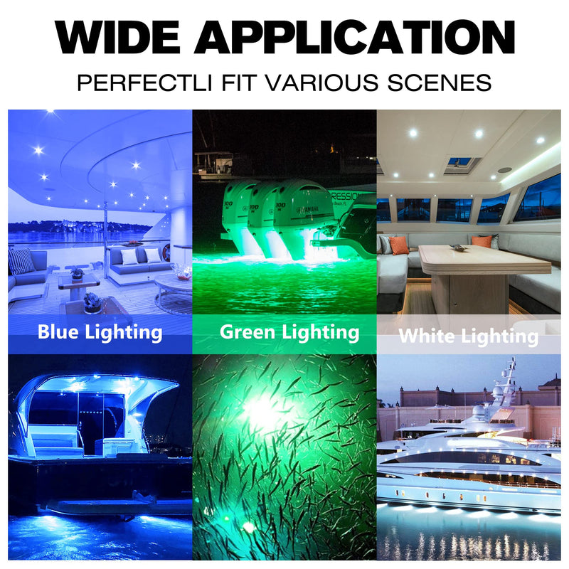 HUSUKU 5.6" Marine Courtesy Indicator Lights, SOOP3 P3-1 51LED 1800LM IP68 Shuttle Type Boat LED Transom Light Surface Mount for Yacht Pontoon Kayak Stern Deck Cabin Fishing (2 x Green lights)