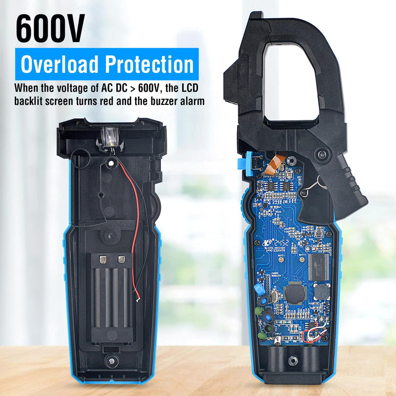 Digital Inrush Clamp Meter Multimeter, TEMIRUP T-RMS 6000 Counts 600A Current Amp Volt Meter with VFD,LOZ Mode; Measures NCV AC/DC Current Voltage Temperature Resistance Capacitance Continuity CM87C 600A AC/DC Clamp Meter