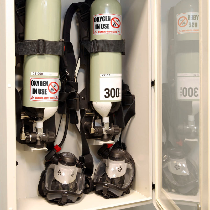 2 PC Oxygen in Use Sign - 4x6 Vinyl No Smoking No Open Flames Oxygen Stickers for Door Indoor/Outdoor