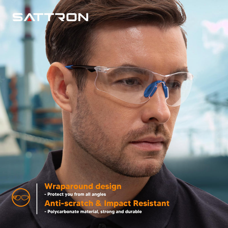 Clear Safety Glasses 24 Pack, Protective Eyewear UV Protection ANSI Z87.1, Safety Goggles Scratch & Impact Resistant, Eye Protection with Nose Pads for Men & Women Construction, Shooting, Lab Work Clear Lens/Blue Temples