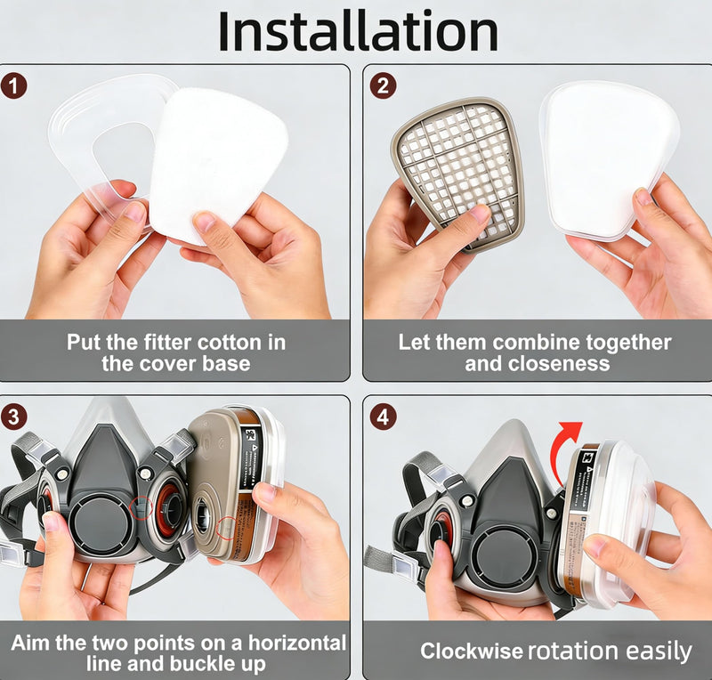 Reusable Half Face Respirator with Goggle for Paint, Epoxy Resin