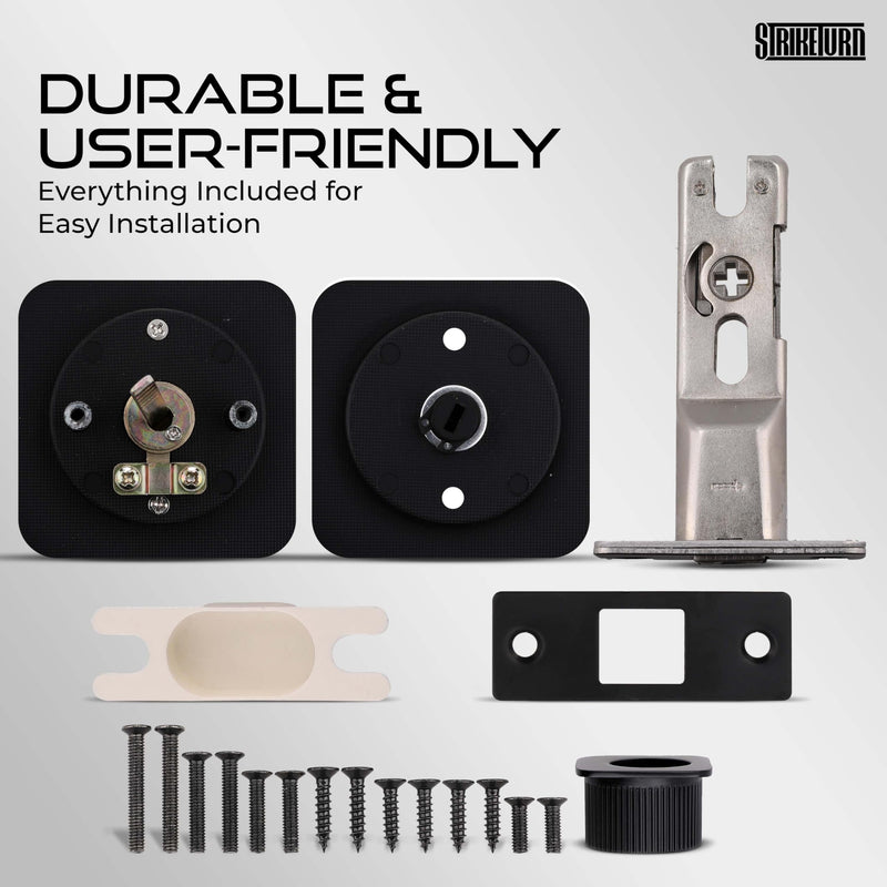 Premium Black Pocket Door Hardware - Pocket Door Lock - Ergonomic Matte Black Door Handle with Pocket Door Pull - Reversible Pocket Door Latch for Safety Square