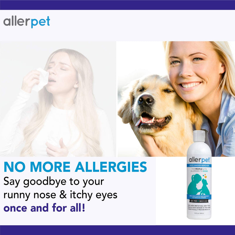 [Australia] - Allerpet Dog - Best Allergy Relief & Pet Dander Remover for Allergens - Ditch Your Allergy Shampoo - 100% Non-Toxic & Safe for Pets, Good for Fur & Skin (12 oz) 