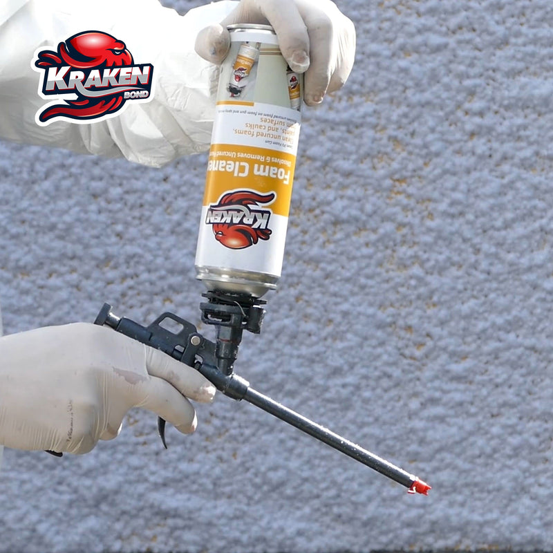 Kraken Bond PRO Spray Foam Gun - Professional Insulation for Window and Door Great Applicator for Caulking Sealing | Metal Body Covered Fully Teflon PTFE Nonstick | Foam&Cleaner NOT Included 1 Pack Spray Foam Gun Red