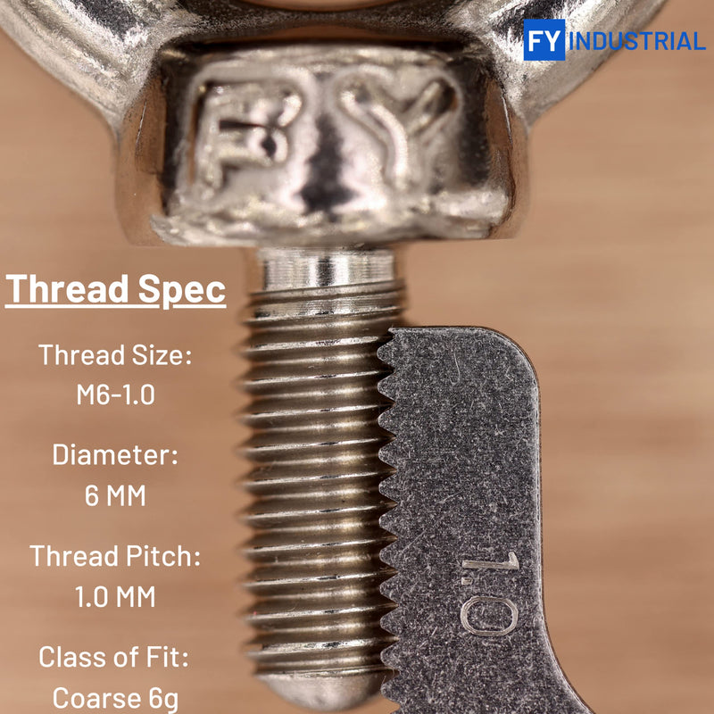 Stainless Steel Machinery Shoulder Lifting Eye Bolt (M6, 2 Items) M6 Silver