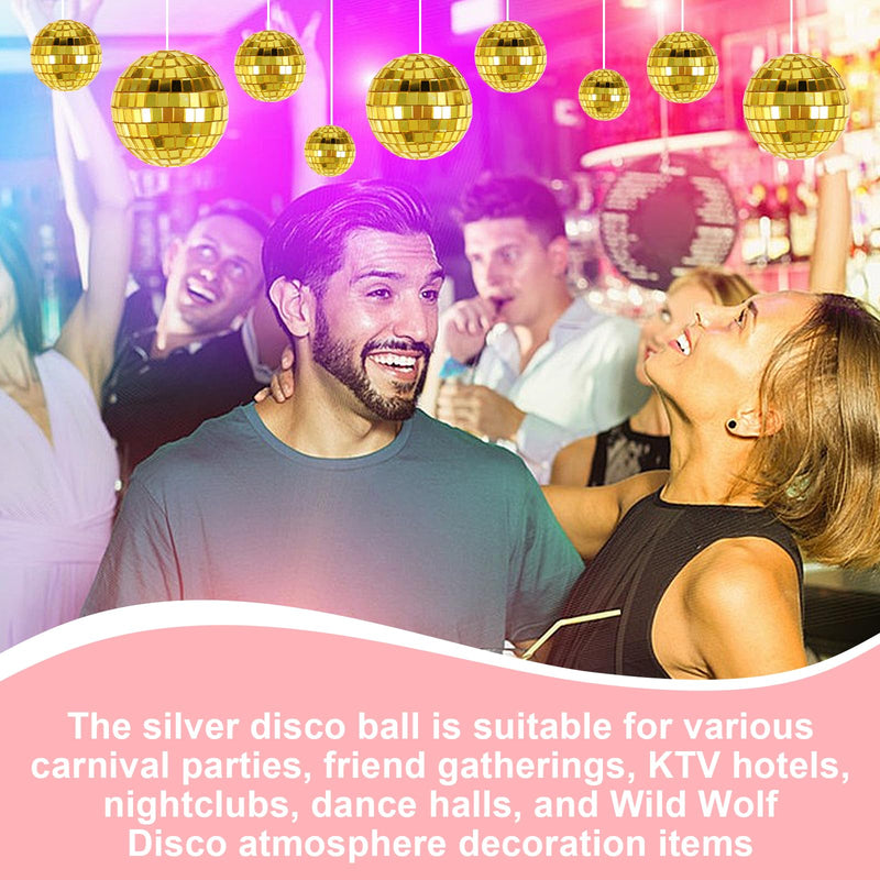 12 Pcs Disco Ball Cake Toppers, 5 Sizes Disco Ball Birthday Party Decorations Small Disco Ball Table Centerpiece Decor for 70s Disco Themed Dance Party Supplies Last Disco Party Gold