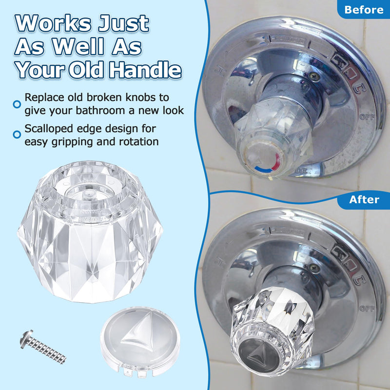 Dreyoo Shower Faucet Handle Replacement for H71, Shower Handle Compatible with Delta Faucet Single Handle Tub Faucets, Shower Knob with Button and Screw, Clear Acrylic