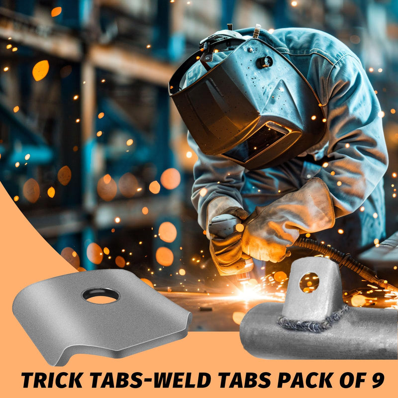 Trick Tabs, Weld Tabs, Universal Weld on Tabs with a 3/8" Hole. 1/8" Thick 1-3/4" wide wing -1-3/4" Length Pack Of 9