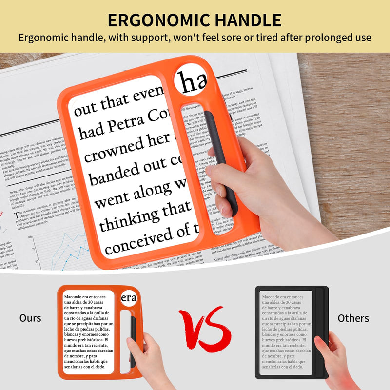 5X 10X Full-Page Magnifying Glass with Light, Rechargeable Handheld Magnifier with 3 Light Modes, 48 Lights, Clean Cloth Ideal Gift for Seniors Reading Books Inspection 5X 10X