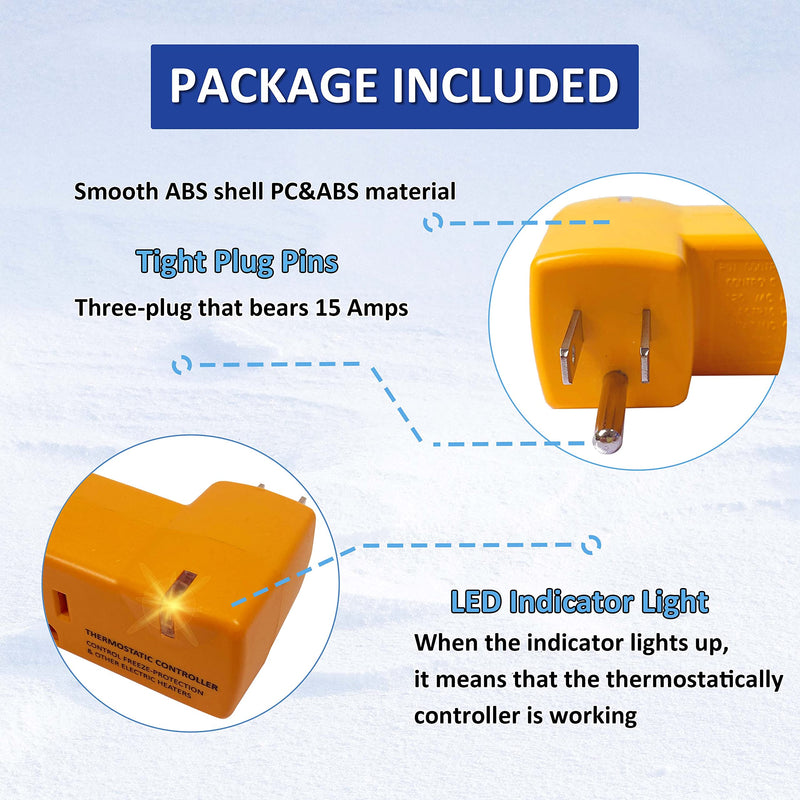MAXKOSKO Freeze Thermostatically Controlled Outlet，Automatically Turn On Below 38 °F and Off Over 50 °F 1