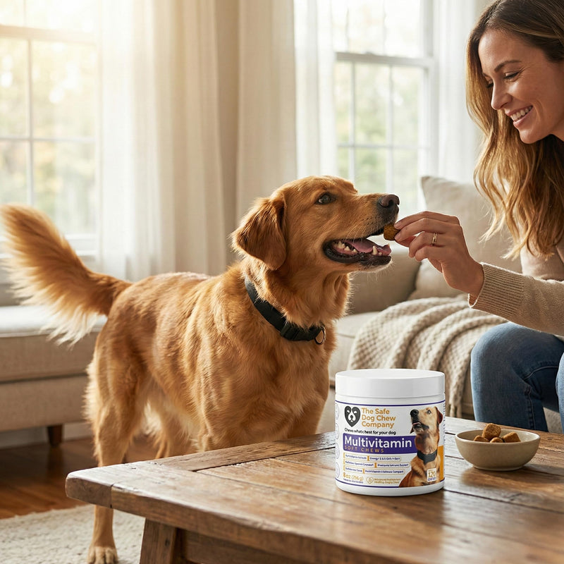 Multivitamin for Dogs –120 Chicken Flavored Soft Chews – Dog Vitamins and Supplements with Glucosamine, Chondroitin, MSM, Probiotics & Omega 3 Joint, Hip, Immune, Skin & Coat Support