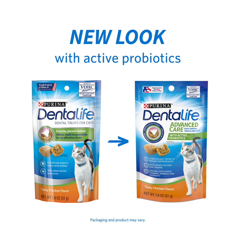Purina DentaLife Made in USA Facilities Cat Dental Treats, Tasty Chicken Flavor - (Pack of 10) 1.8 oz. Pouches 1.8 Ounce (Pack of 10)