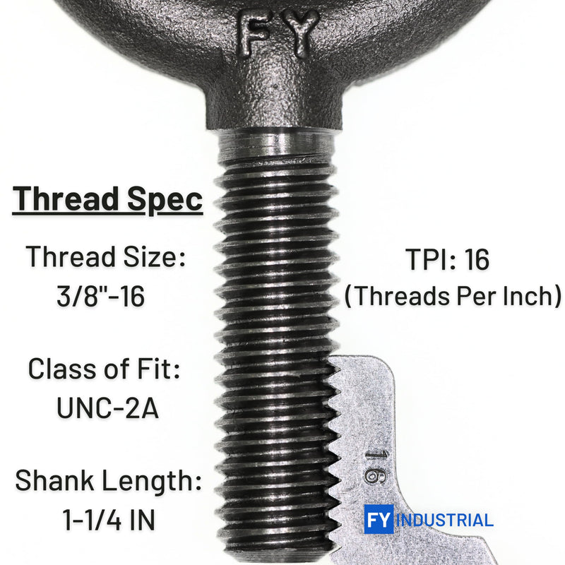 10 Pcs No-Shoulder Lifting Eye Bolts 3/8"-16 X 1-1/4"
