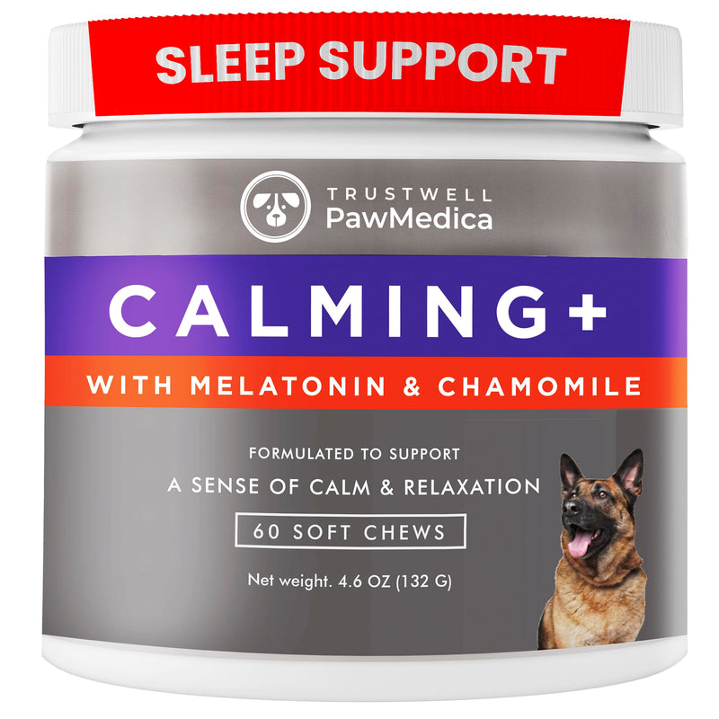 PawMedica Calming Chews for Dogs - Dog Sleep Supplement Melatonin for Dog Anxiety - Recommended Dog Calming Treats for Separation Anxiety and Barking Stress - Dog Melatonin Calming Bites for Fireworks 60 chews