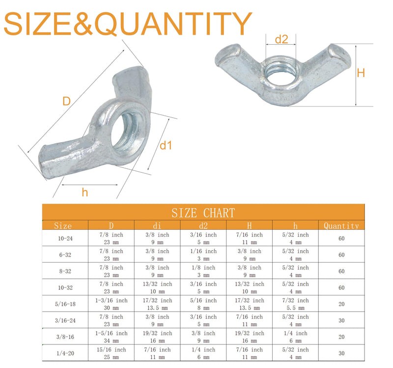 binifiMux Wing Nuts, 8-32 Wing Nuts, Fasteners Parts Butterfly Nut, Hurrican Shutter Panel Hand Twist Tighten Ear Wingnuts, Pack of 60 8#-32 Silver