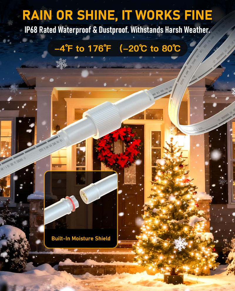 33FT Extension Cable for Govee Permanent Outdoor Lights 2/Pro, Dots String Lights, IP68 Waterproof 3-Pin Extension Cord Compatible with Govee H705A H705B H705C H706A H703A H703B H805A H805C, White 33 Foot Extension Cable