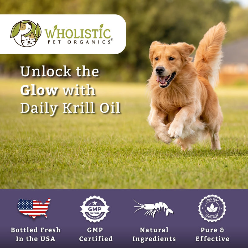 Wholistic Pet Organics Krill Oil for Dogs - Dog Itching Skin Relief & Joint Health - Omega 3 Supplement for Skin & Coat Support, Allergy Relief, Senior Dog Supplements, and Healthy Coat for Dogs - PawsPlanet Australia