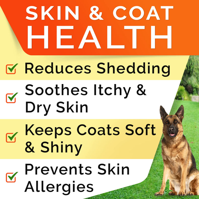Omega 3 + Pumpkin Dogs Bundle - Allergy & Itch Relief Skin&Coat Supplement + Stool Consistency and Softener - Dry Itchy Skin, Hot Spots Treatment + Diarrhea,Constipation - 180 ct + 8.1oz - Made in USA