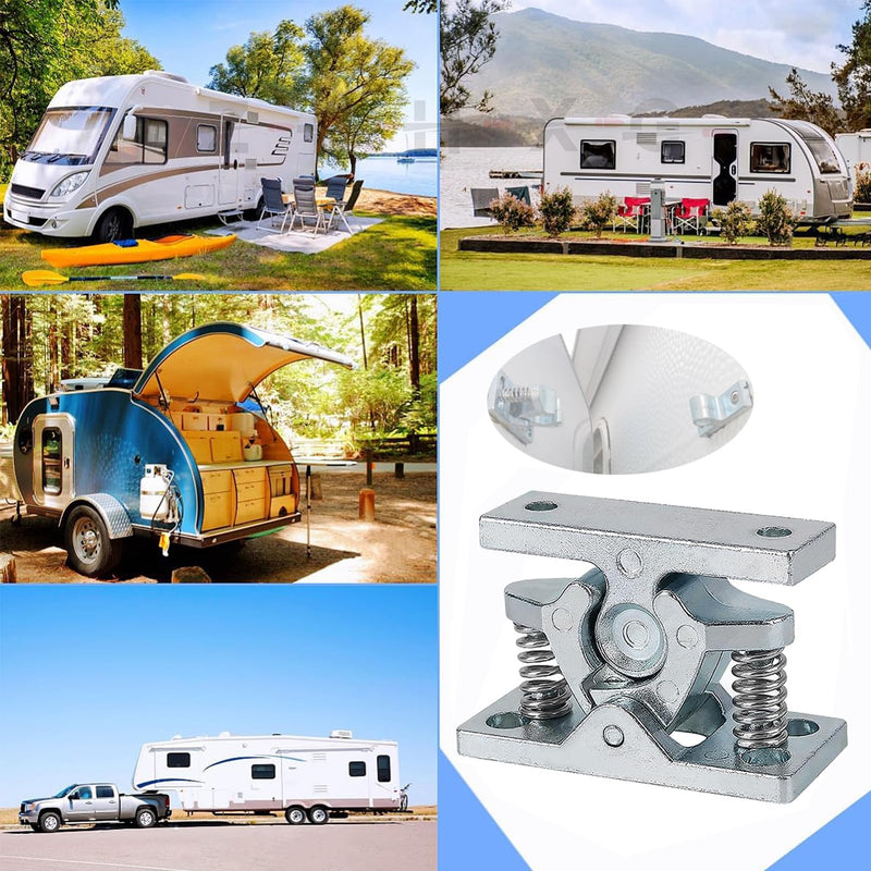 2 Pcs RV Door Catch Trailer Door Latch, Spring Loaded Door Easy Lock Stop Double Roller Catch Double Roller Buckle Zinc Alloy for Garden Bedroom Living Room Boat Door Garage