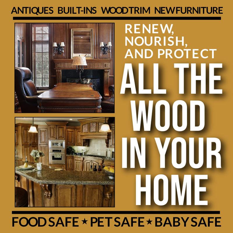 Daddy Van's All Natural Unscented Beeswax Furniture Polish - Food Safe Wood Conditioning Salve Nourishes and Protects Furniture, Cabinets, Antiques and Butcher Block Clear