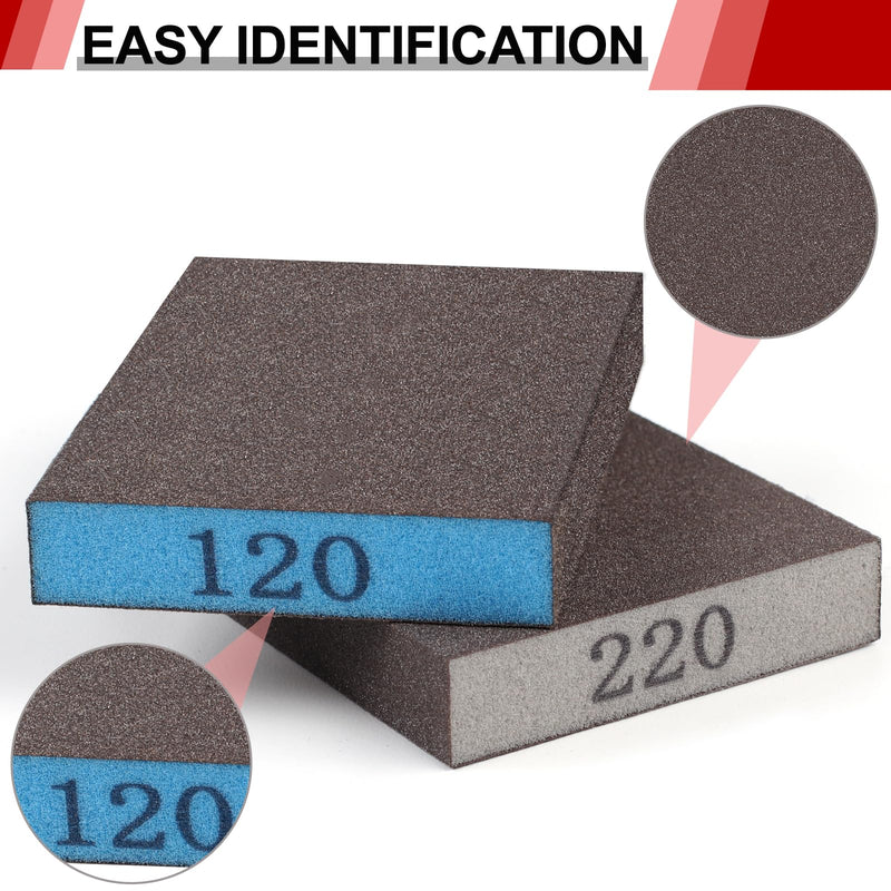 8 Pack Sanding Sponge, Washable and Reusable Sanding Blocks for Drywall Wood Metal Furniture, 60/80/120/220 Grit Sandpaper Block Assortment