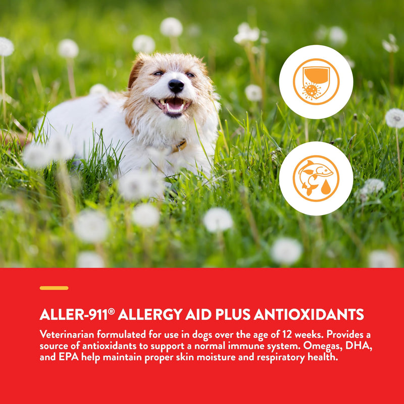 NaturVet Aller-911 Advanced Allergy Aid for Dogs, Cats - 70 Soft Chews Hemp Seed Oil Krill and Salmon, 16 oz. Liquid, Made in The USA with Globally Sourced Ingredients