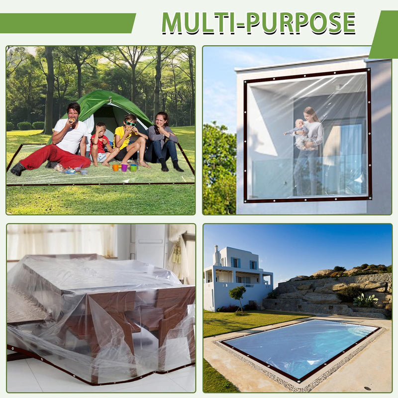 Clear Tarp Waterproof with Grommets,Heavy Duty PVC Vinyl Tarps Cover,Transparent Tarpaulin Large (Small) for Outdoor/Camping/Plant/Garden/Chicken Coop/Cat Litter 4x6 ft